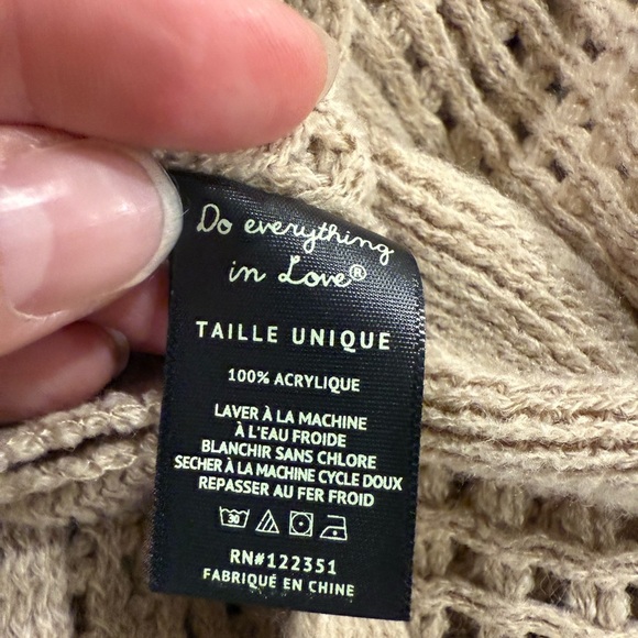Do Everything in Love Anthropologie Beige Knit Boho Cottagecore  Poncho Sweater - Picture 8 of 8